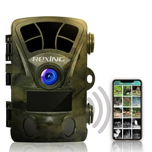 "Rexing Woodlens H2 4K Wi-Fi Trail Cam: High-resolution surveillance for outdoor enthusiasts."